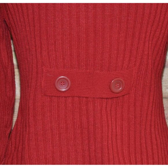 Effeci Ladies Red Double Breasted Hooded Cardigan Sweater Size S PS Cozy - Picture 9 of 12